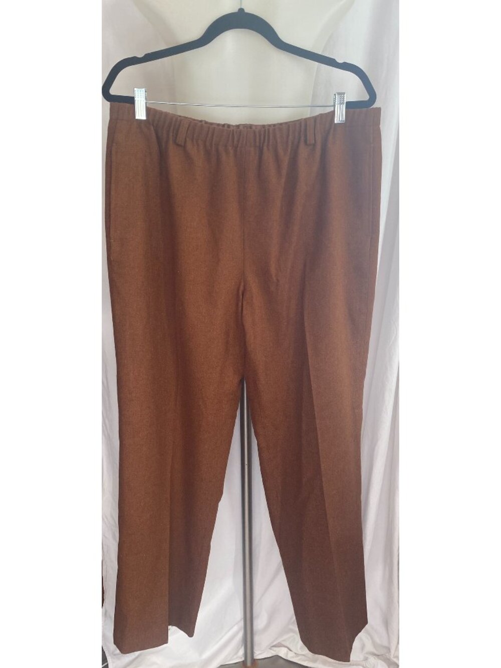 Orvis Wool Blend Pants Brown L 14/16 Pull On Straight Leg Lined Classic Trouser